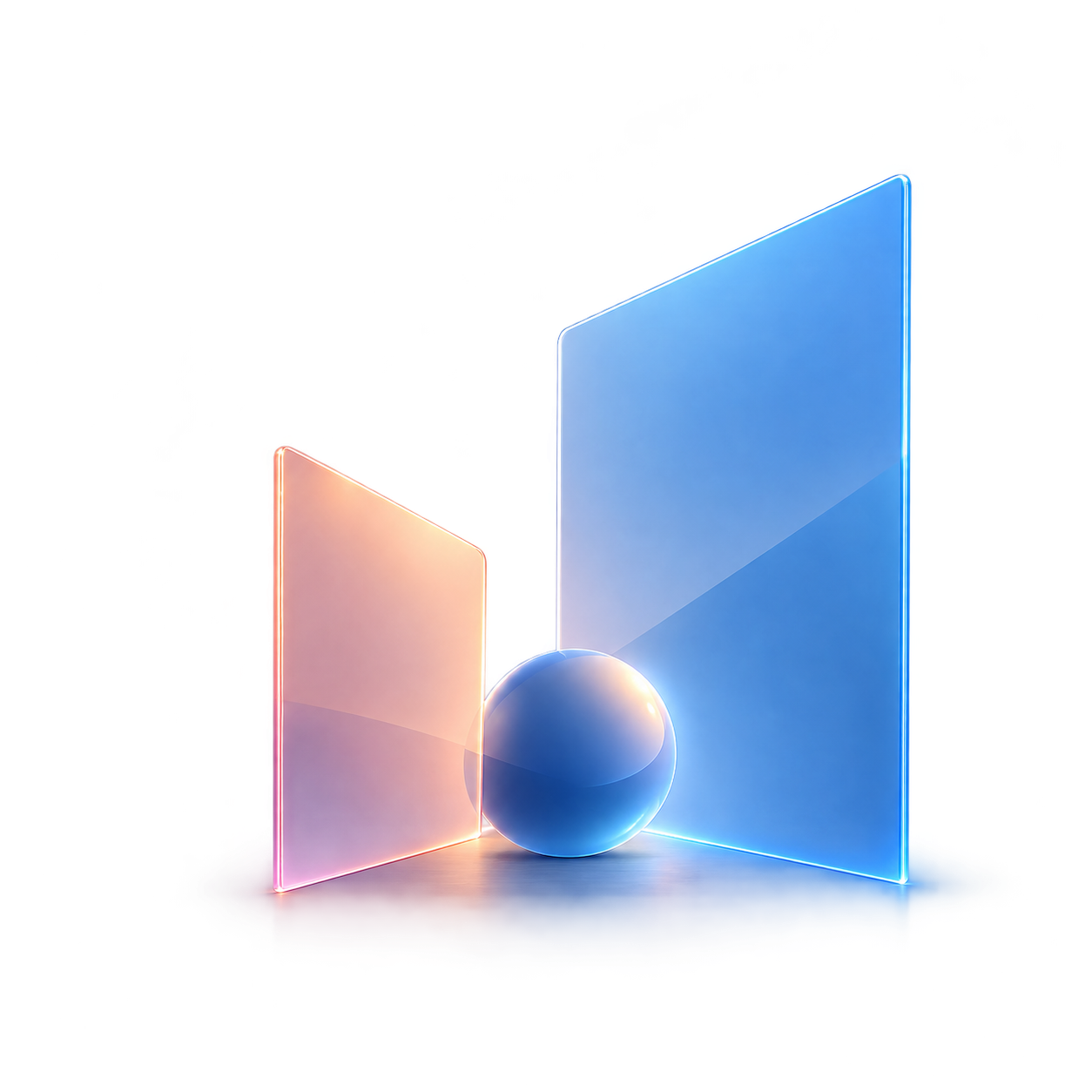 Peach and blue glass portals with a blue orb